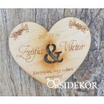 Szíves  köszönetajándék fa hűtőmágnes