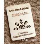 Köszönetajándék esküvői hűtőmágnes fából