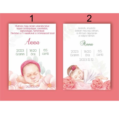 Babaköszöntő, baba születési tábla, kislány