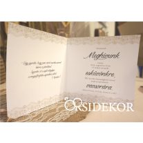 Csipkés esküvői meghívó masnival átkötve