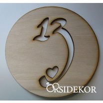 Asztalszám fából, kör