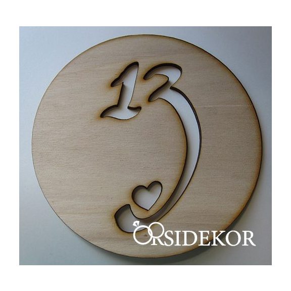 Asztalszám fából, kör