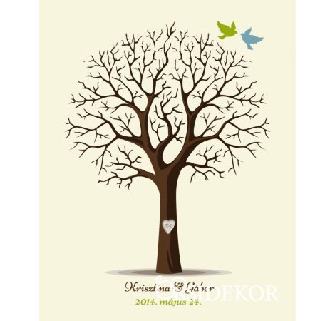 Esküvői vendégkönyv, ujjlenyomatfa fába vésett monogramokkal