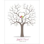 Esküvői vendégkönyv, ujjlenyomatfa  madarakkal