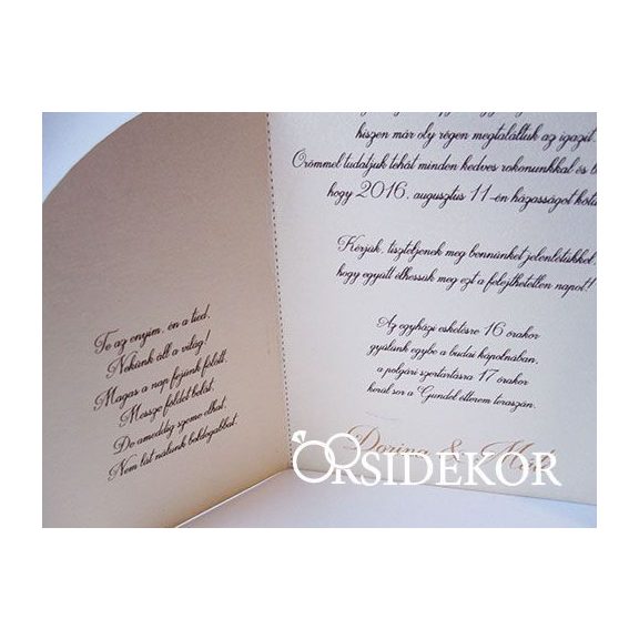 Fényképes esküvői meghívó szalaggal