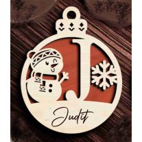 Neves karácsonyfadísz fából