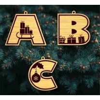 Neves karácsonyfadísz fából