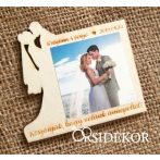 Fényképes fa hűtőmágnes, vőlegény-menyasszony Fényképes fa hűtőmágnes, vőlegény-menyasszony