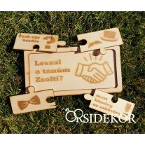 Puzzle tanú felkérő fából, vőlegénynek