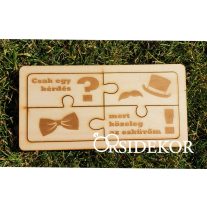 Puzzle tanú felkérő fából, vőlegénynek
