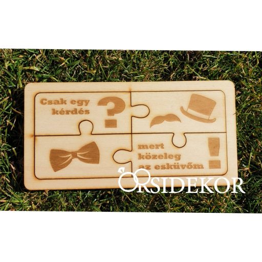 Puzzle tanú felkérő fából, vőlegénynek