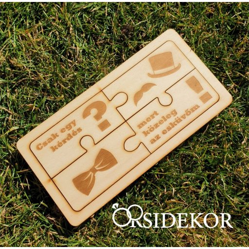 Puzzle tanú felkérő fából, vőlegénynek