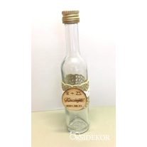 Pálinkás üveg (üresen) egyedi fa díszítéssel