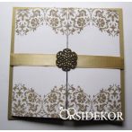 Esküvői meghívó szalaggal és fém dísszel Esküvői meghívó szalaggal és fém dísszel