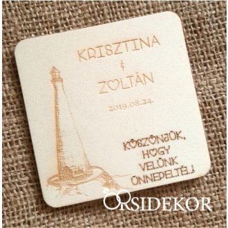  Köszönetajándék fából világitó torony - poháralátét