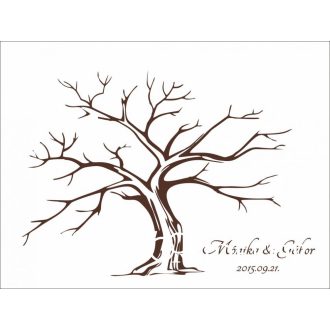 Esküvői vendégkönyv, ujjlenyomatfa - modern fa