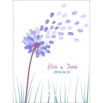 Pitypangos esküvői vendégkönyv, ujjlenyomatfa 