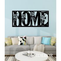 Virágos Home falikép fából