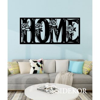 Virágos Home falikép fából