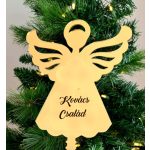 Karácsonyfa csúcsdísz megszemélyesítve angyalkás