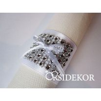 Szalvétagyűrű  strasszal és masnival