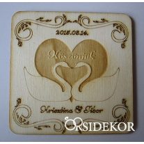 Köszönetajándék fából hattyús - poháralátét