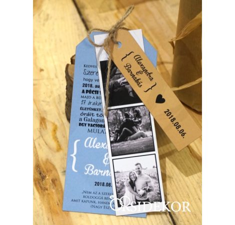 Egyedi formájú esküvői meghívó fényképes