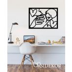 Anya-gyerek vonalas falikép fából