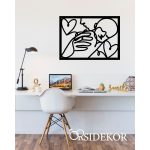 Anya-gyerek vonalas falikép fából