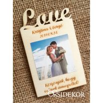 Fényképes fa hűtőmágnes, Love