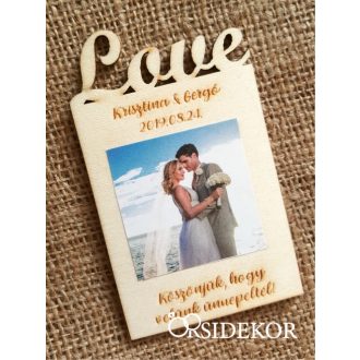 Fényképes fa hűtőmágnes, Love