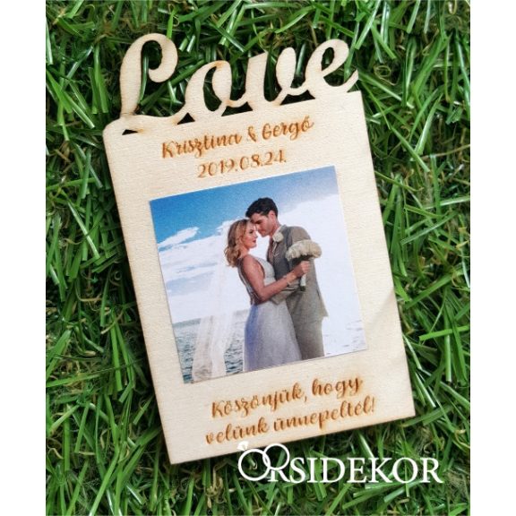 Fényképes fa hűtőmágnes, Love