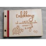 Lánybúcsú emlékkönyv, gravírozott fa borítású virágos Lánybúcsú emlékkönyv, gravírozott fa borítású virágos