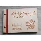   Lánybúcsú emlékkönyv, gravírozott fa borítású virágos