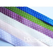   Köszönetajándék üvegcse fa dísszel és pöttyös szalaggal