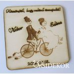 Esküvői poháralátét , köszönetajándék fából biciklis Esküvői poháralátét , köszönetajándék fából biciklis