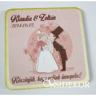   Köszönetajándék esküvői fényképes hűtőmágnes, 5x5cm