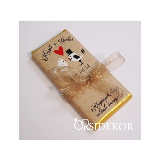 Köszönetajándék csoki masnival átkötve