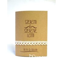 Kinyitható esküvői meghívó vintage minimál stílusban