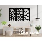 3 részes geometrikus virág falikép fából