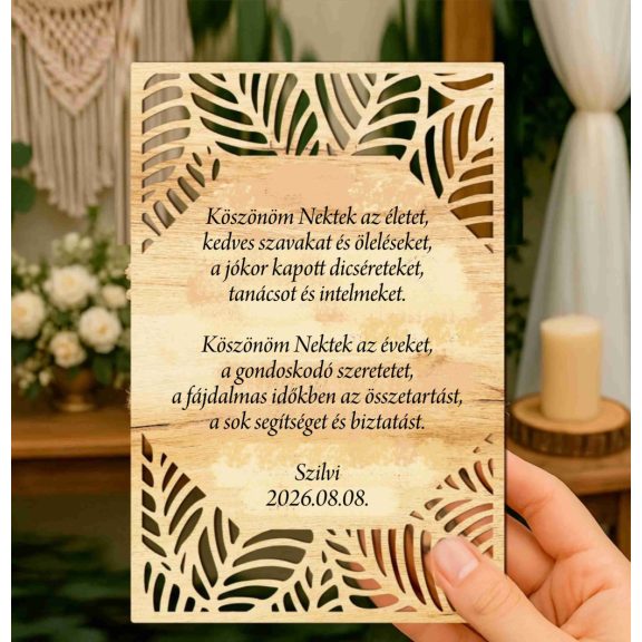 Szülőköszöntő tábla édesanyáknak és édesapáknak – modern esküvői emlék dekoráció Szülőköszöntő tábla édesanyáknak és édesapáknak – modern esküvői emlék dekoráció