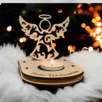   Személyre szabott fa angyal gyertyatartó, lézerrel vágott design megszemélyesítve 