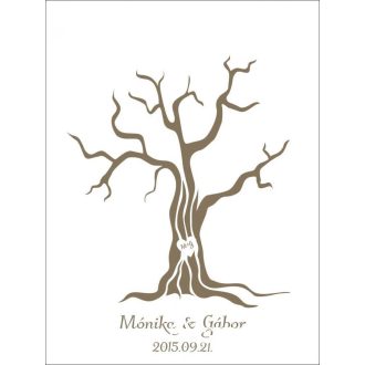 Fába vésett szív esküvői vendégkönyv, ujjlenyomatfa 