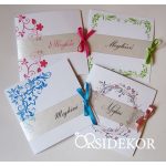 Egyedi mintás esküvői meghívó szalaggal