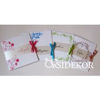 Egyedi mintás esküvői meghívó szalaggal