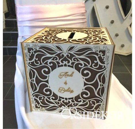 Nászajándékgyűjtő doboz/persely fából