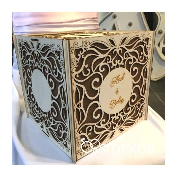 Nászajándékgyűjtő doboz/persely fából