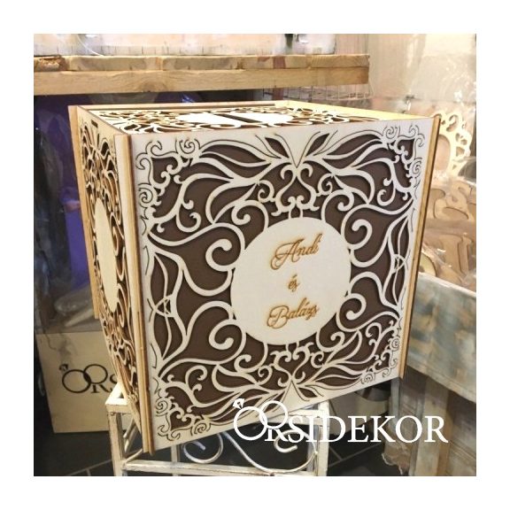 Nászajándékgyűjtő doboz/persely fából