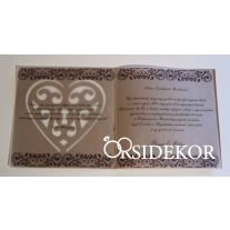 Szív kulcslyuk, áttört mintás esküvői meghívó