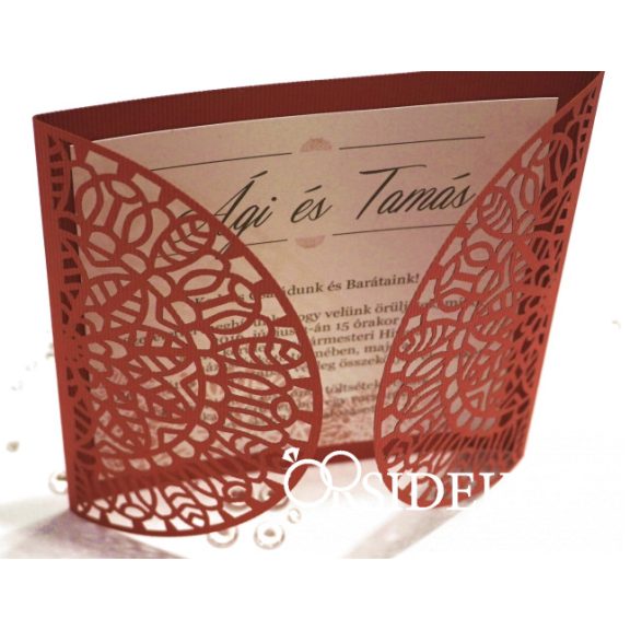 Csipkés áttört mintás esküvői meghívó